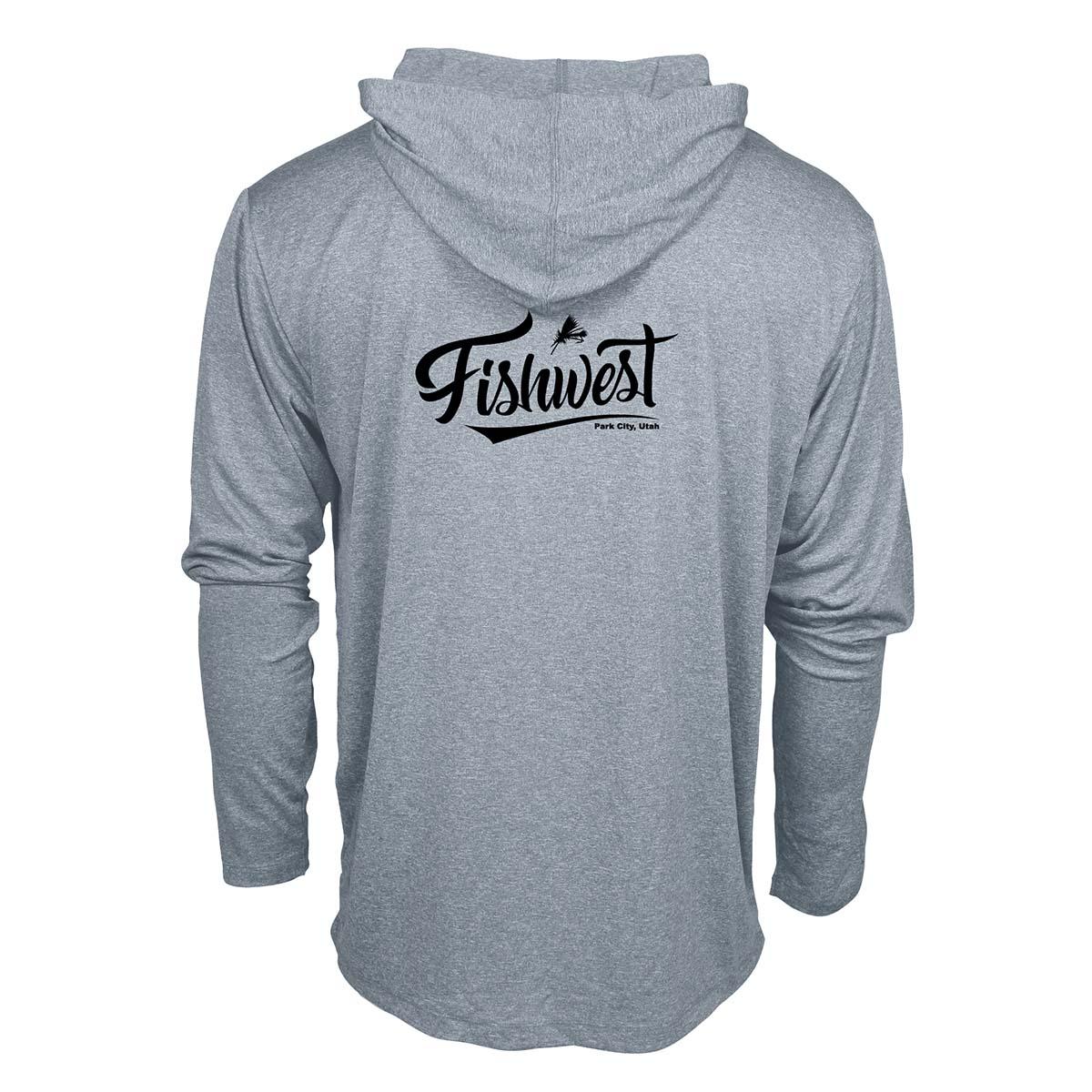 Fishwest Logo Confluence Hoody Men's in Blue Fog Heather